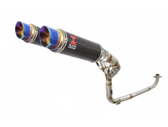 1-2 Twin Exhaust System with 230mm Round Blue Tip Carbon...