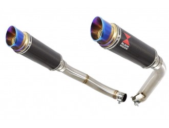 Twin Exhaust Silencers 230mm GP Round Blue Tip Carbon...