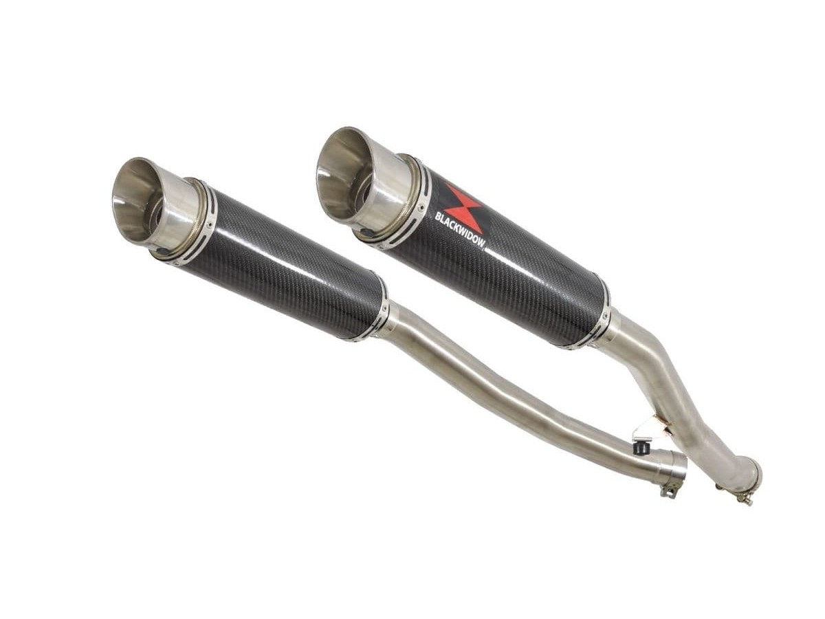 4-2 Exhaust Silencers 360mm Round GP Carbon KAWASAKI ZZR 1400 Ninja ZX14 2006-2007 Black Widow