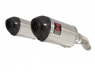 Twin Exhaust Silencers 200mm Oval Stainless Carbon Tip...