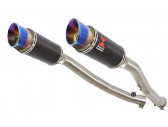 4-2 Exhaust Silencers 200mm Round Blue Tip Carbon...