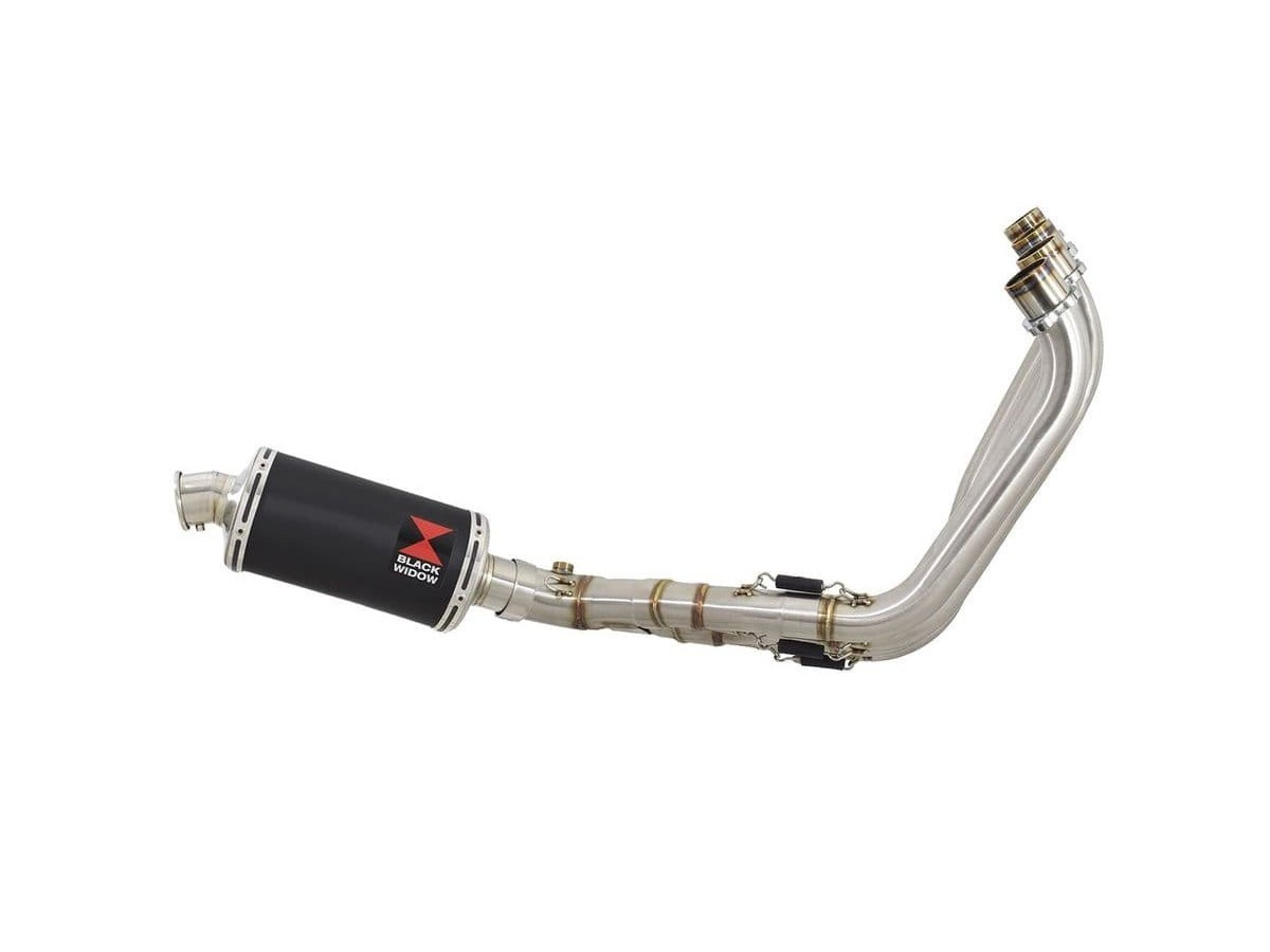 Low Level De-Cat Exhaust System 230mm Oval Black Stainless Silencer HONDA CB650R 2019-2020 Black Widow