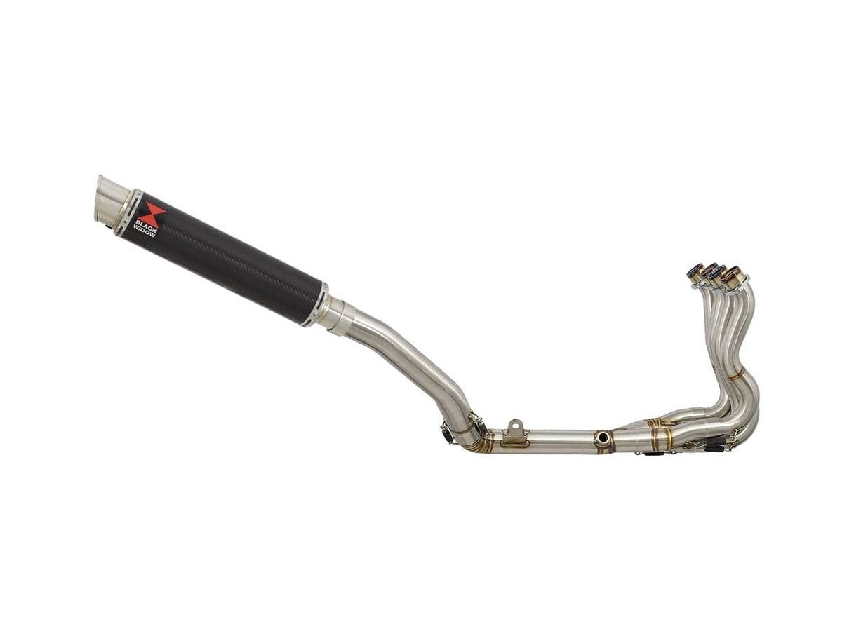 De Cat Exhaust System + 350mm GP Round Carbon Silencer SUZUKI GSXR 750 K6 K7 2006-2007 Black Widow