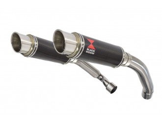 4-2 Exhaust Link Pipes + 230mm GP Round Carbon Silencers...