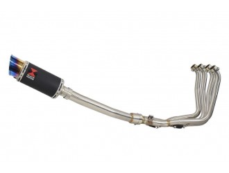 Exhaust System with 200mm Round Blue Tip Black Stainless...