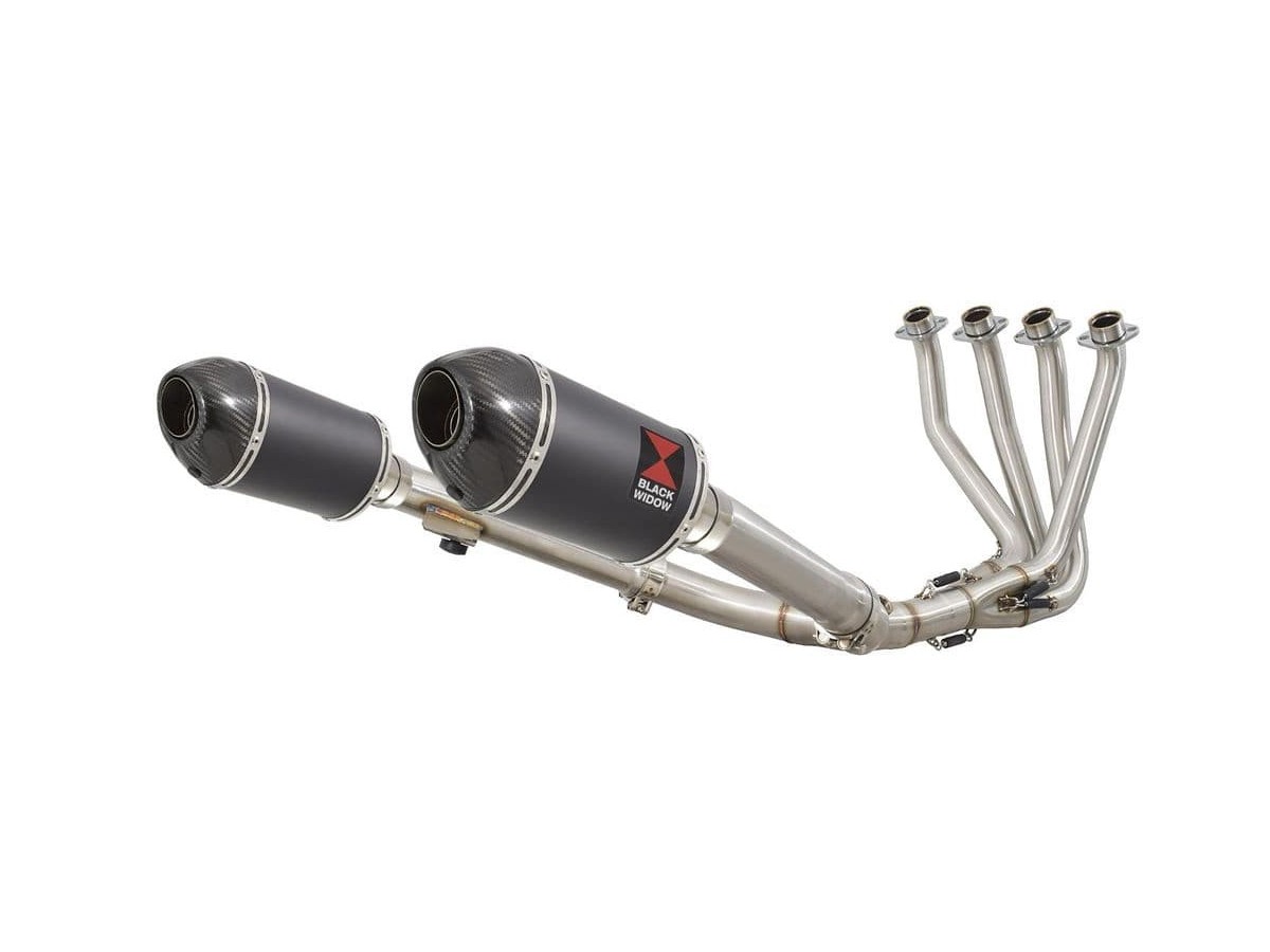 4-2 Exhaust System + 200mm Oval Black Stainless Carbon Tip Silencers HONDA CB 1100 X11 Black Widow