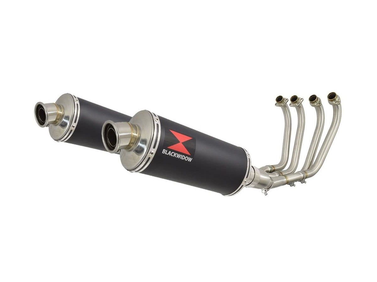 4-2 Exhaust System 300mm Oval Black Stainless Silencers YAMAHA XJR1300 XJR 1300 1998 - 2006 Black Widow