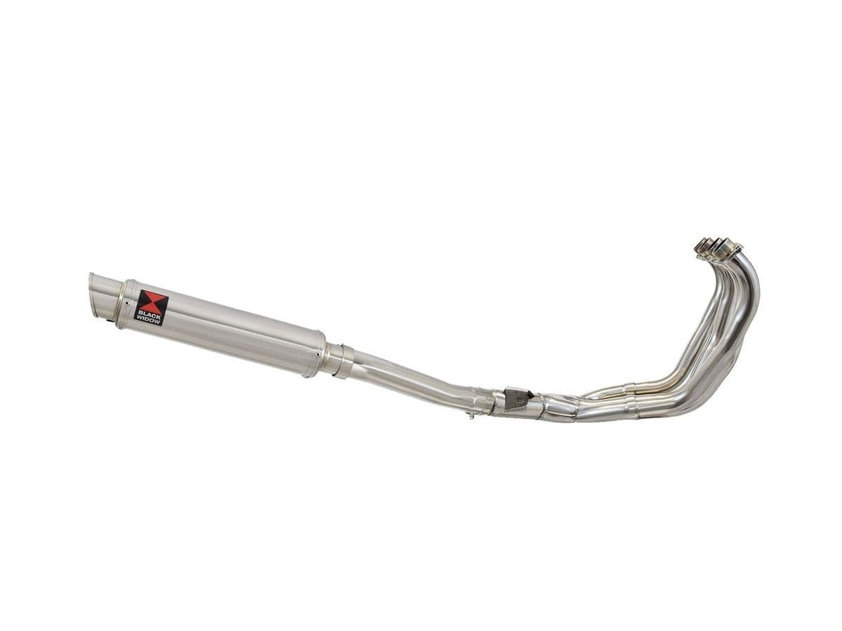 Exhaust System with 350mm GP Round Stainless Silencer YAMAHA FZR1000 FZR 1000 EXUP Black Widow