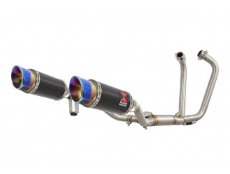Twin Exhaust System 200mm Round Blue Tip Carbon Silencer...