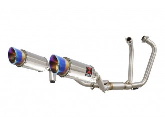 Twin Exhaust System 200mm Round Blue Tip Stainless...
