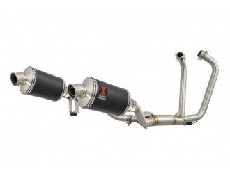 Twin Exhaust System 230mm Oval Black Stainless Silencer...