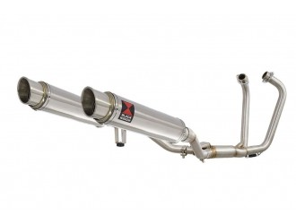 Twin Exhaust System 350mm GP Round Stainless Silencer...