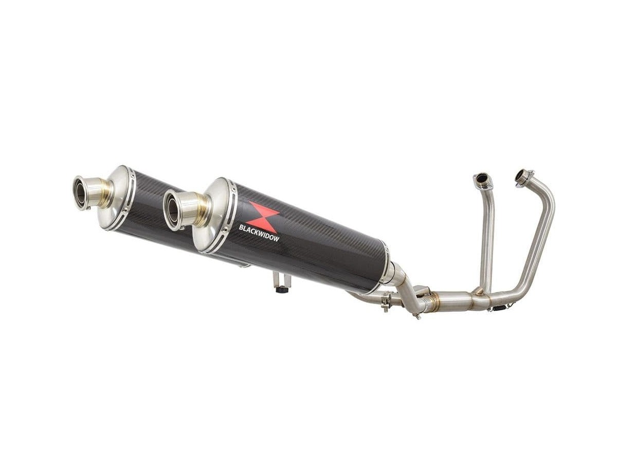 Twin Exhaust System 400mm Oval Carbon Silencer SUZUKI GW 250 Inazuma 2012-2017 Black Widow