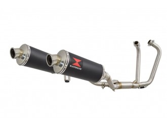 Twin Exhaust System 300mm Oval Black Stainless Silencer...