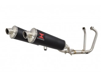 Twin Exhaust System 400mm Oval Black Stainless Silencer...