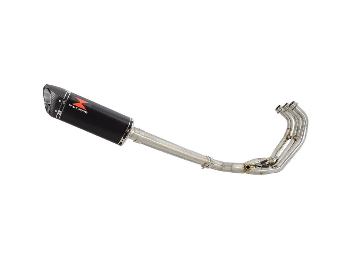 De-Cat Exhaust Silencieux Tri Ovale 300mm Avec Embout En Carbone Inoxydable MT09 MT-09 High Level YAMAHA MT09 MT-09 High Level 2013-2020 Black Widow