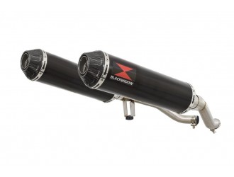 Twin Exhaust Silencer 370mm Round Black Stainless Carbon...