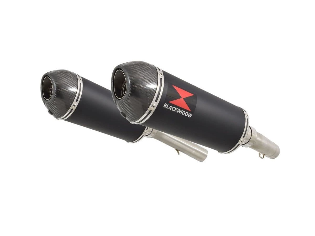 Exhaust Silencers 300mm Black Stainless + Carbon Tip APRILIA SL1000 Falco 1999-2005 Black Widow