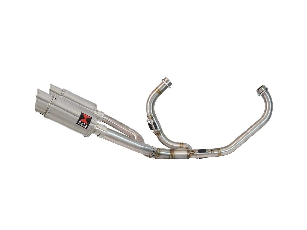 Exhaust System + 200mm Round Stainless Silencers HONDA VTR1000F Superhawk (SC36) Black Widow