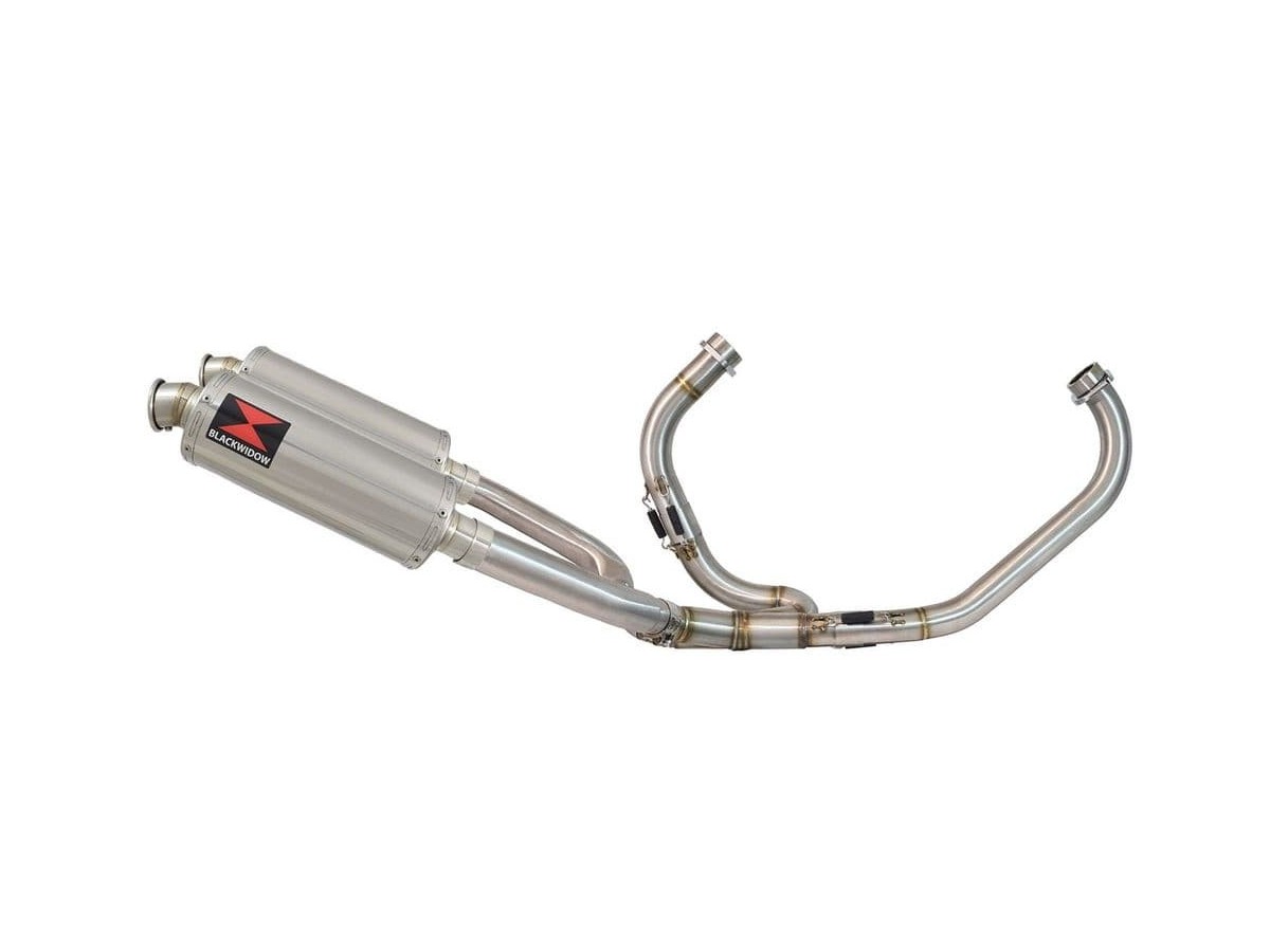 Exhaust System + 300mm Round Stainless Silencers HONDA VTR1000F Superhawk (SC36) Black Widow