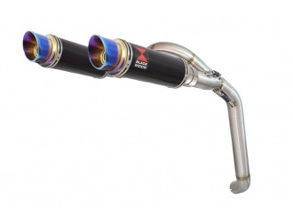 Exhaust Link Pipes + 230mm Round Blue Tip Black Stainless...