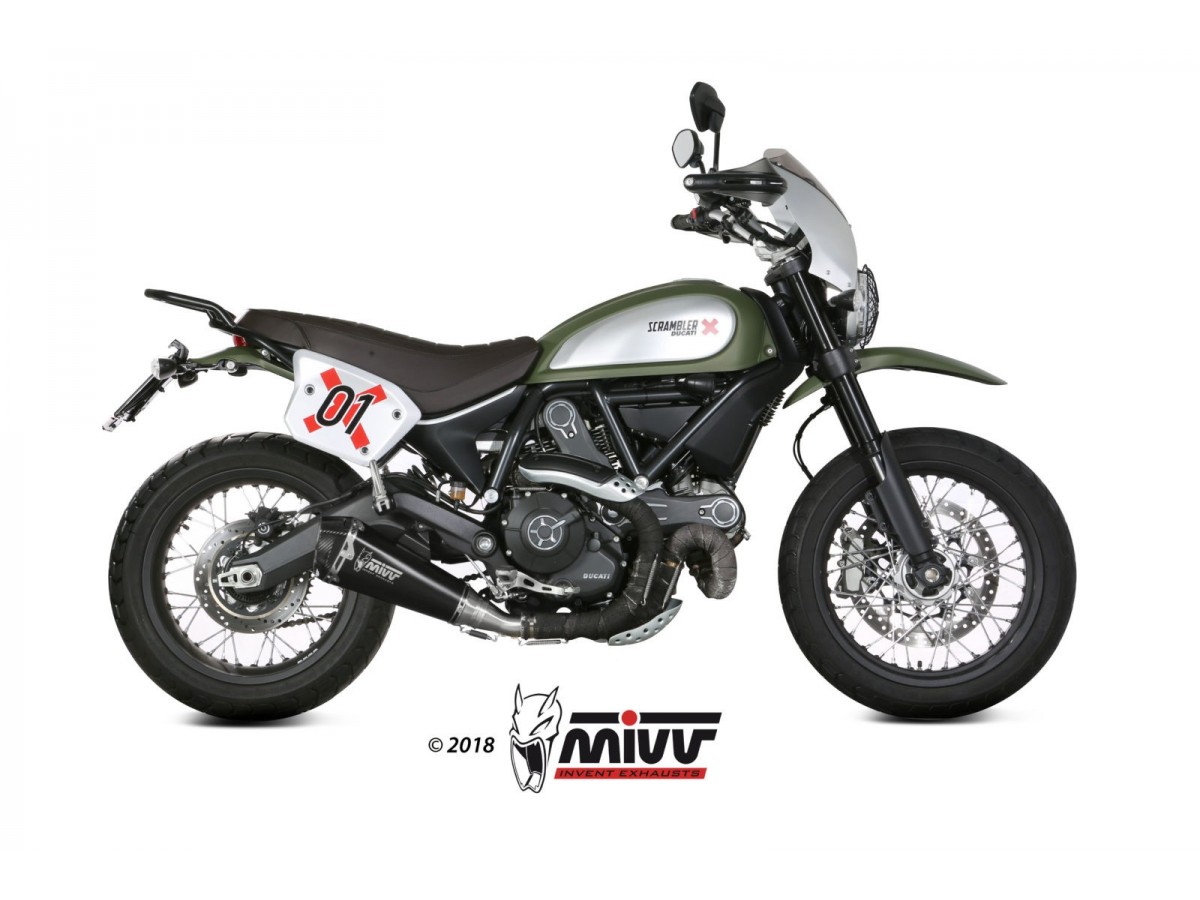 Mivv Delta Race schwarzer Edelstahl-Auspuffschalldämpfer Ducati Scrambler 800 2015 - 2020