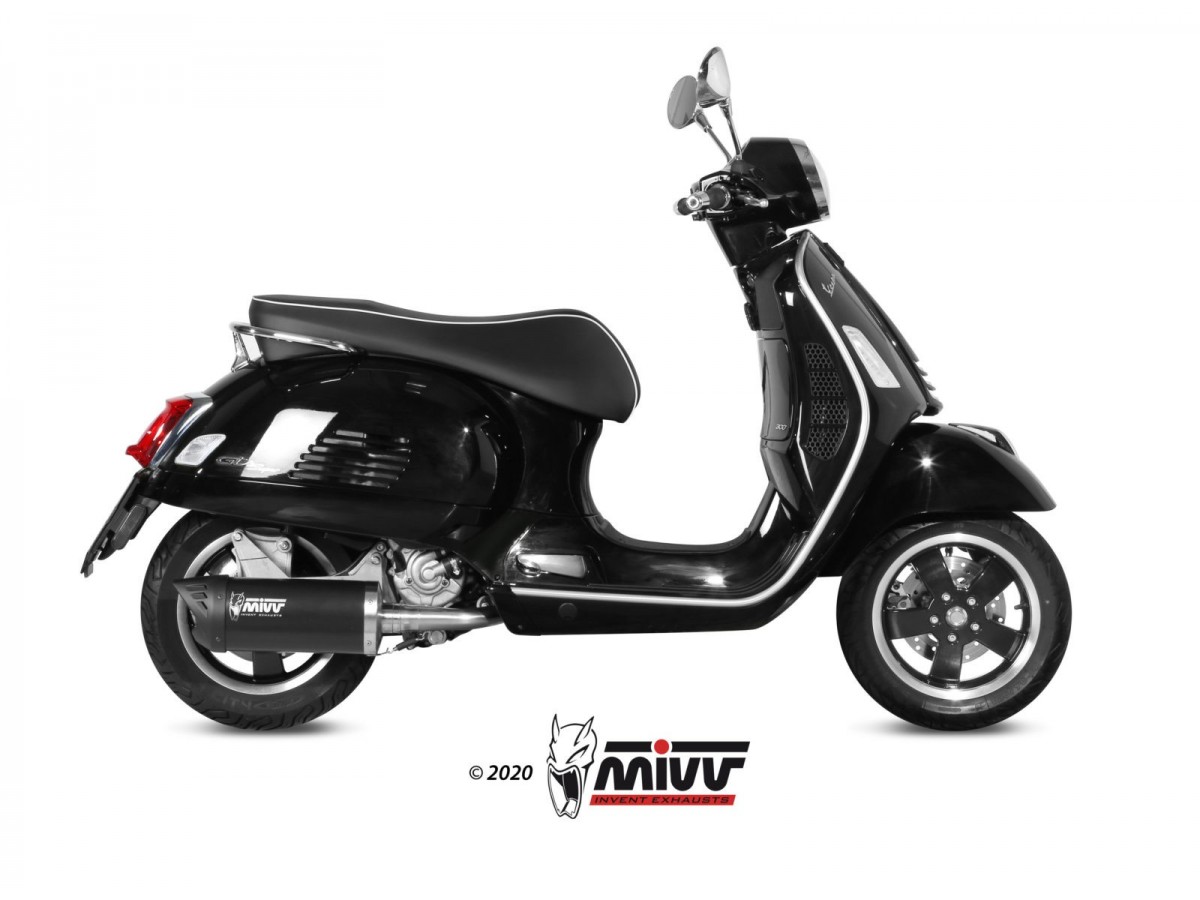 Silencieux d'échappement Mivv Mover en acier inoxydable peint en noir Piaggio Vespa Gts 300 2008 - 2020