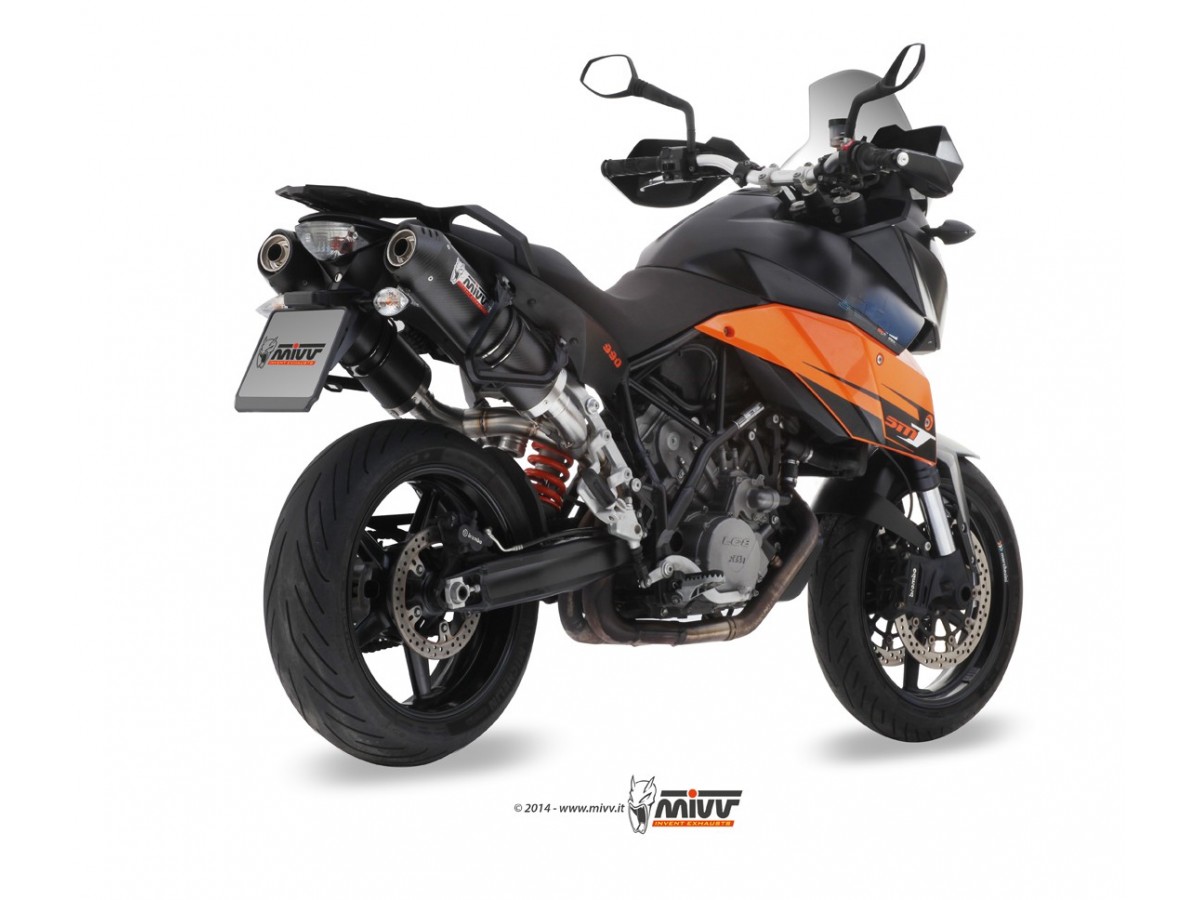 Terminali Scarico Mivv Oval Carbonio Con Coppa Carbonio Ktm 990 Supermoto Smt 2009 - 2013