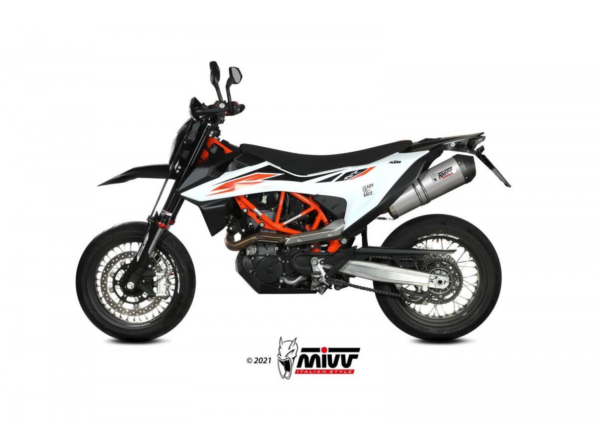 Exhaust system Muffler KT.023.LNC Mivv Oval Titanium With Carbon Cup Ktm 690 Smc R 2019-2020