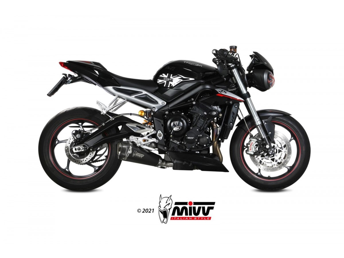 Mivv Delta Race schwarzer Edelstahl-Auspuffschalldämpfer Triumph Street Triple 660 S 2017 - 2022