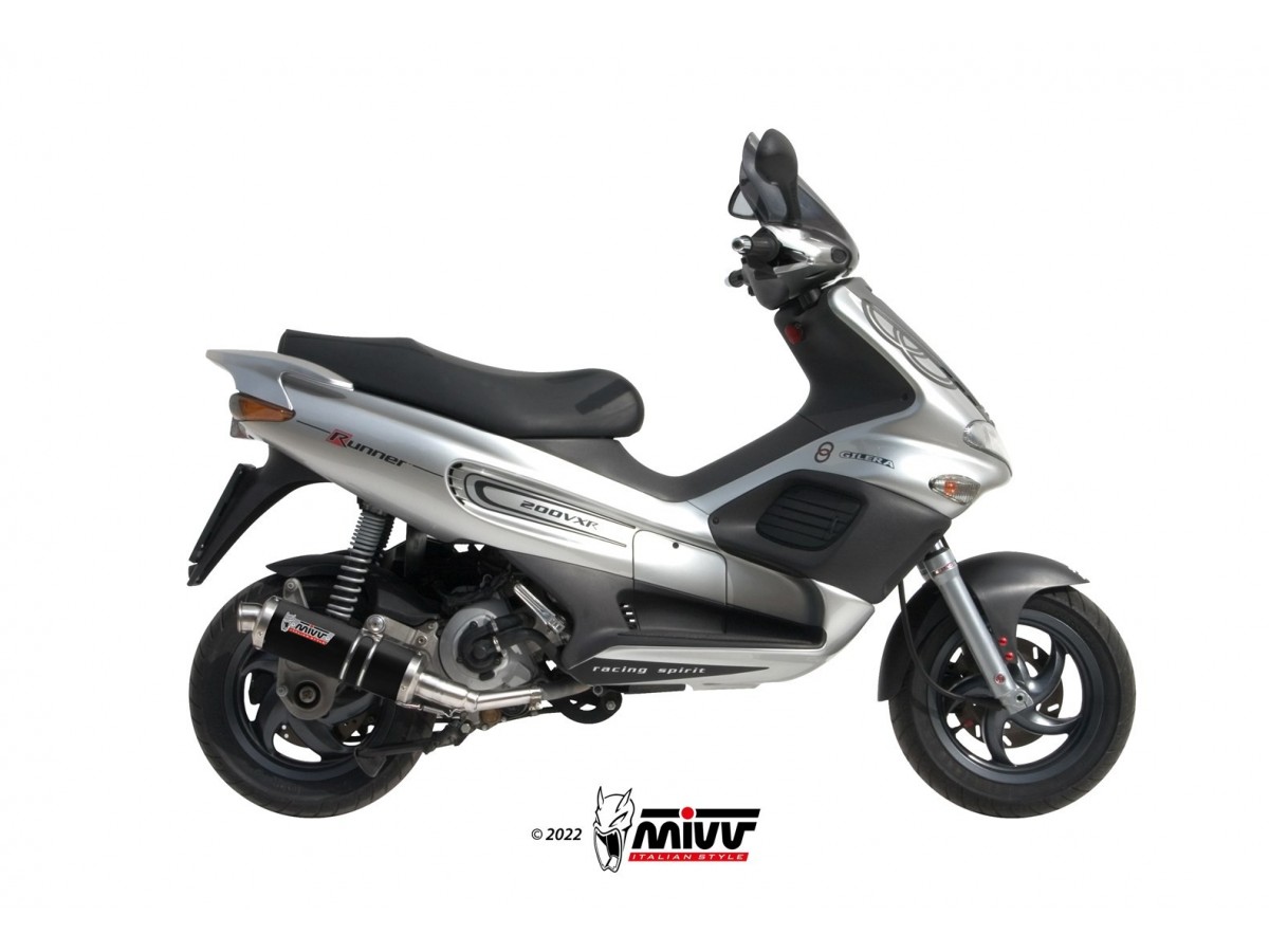 Silencieux d'échappement Mivv Gp en acier inoxydable noir Gilera Runner 200 2003 - 2004