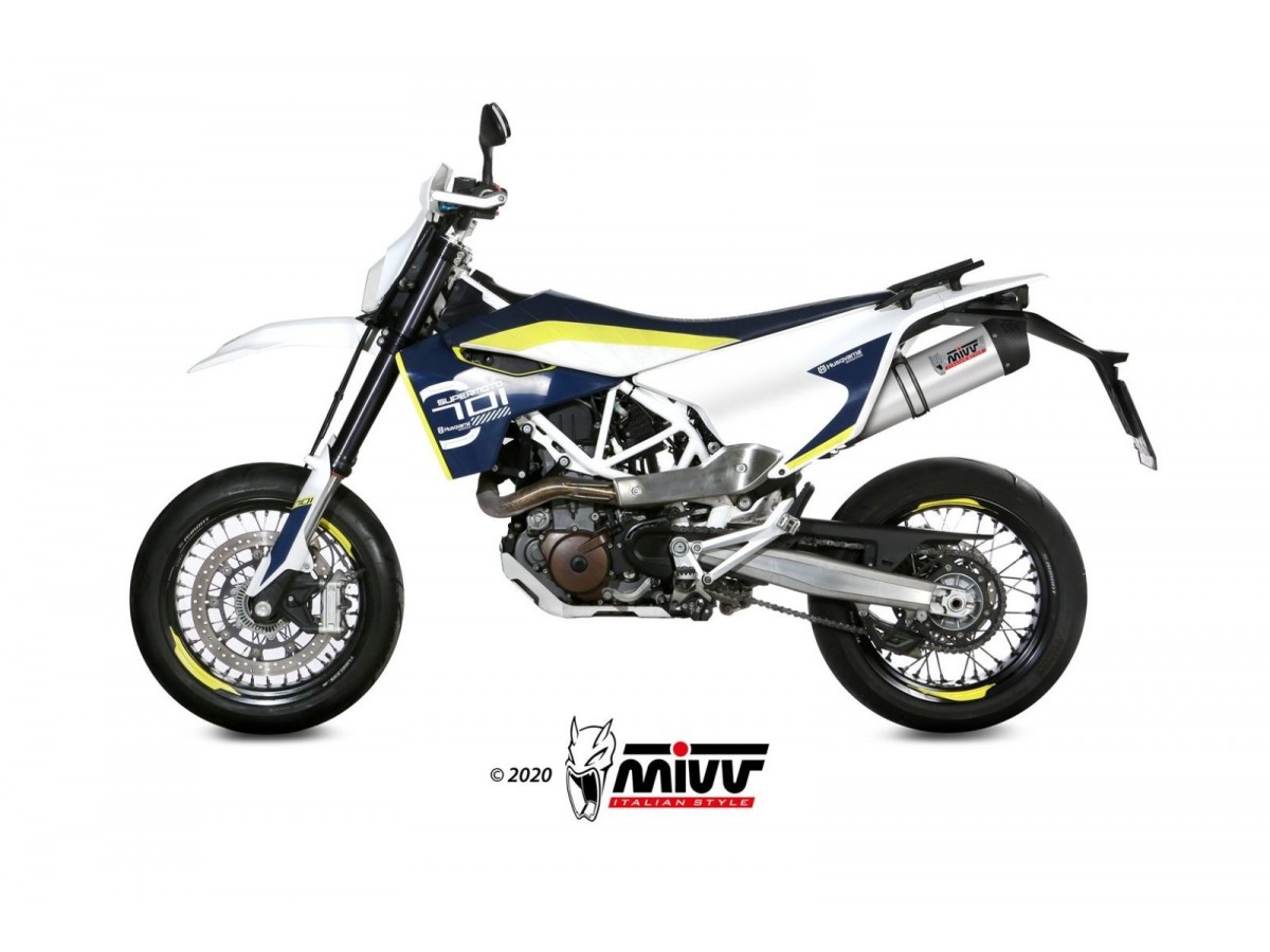 Auspuffanlage Schalldämpfer HU.001.L4C Mivv Oval Titanium mit Carbon Cup Husqvarna 701 Enduro Supermoto 2017 - 2020