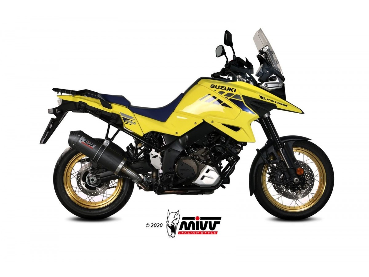 Silencieux d'échappement ovale en carbone Mivv avec coupelle en carbone Suzuki DL V-Strom 1050 Xt 2020- 2022