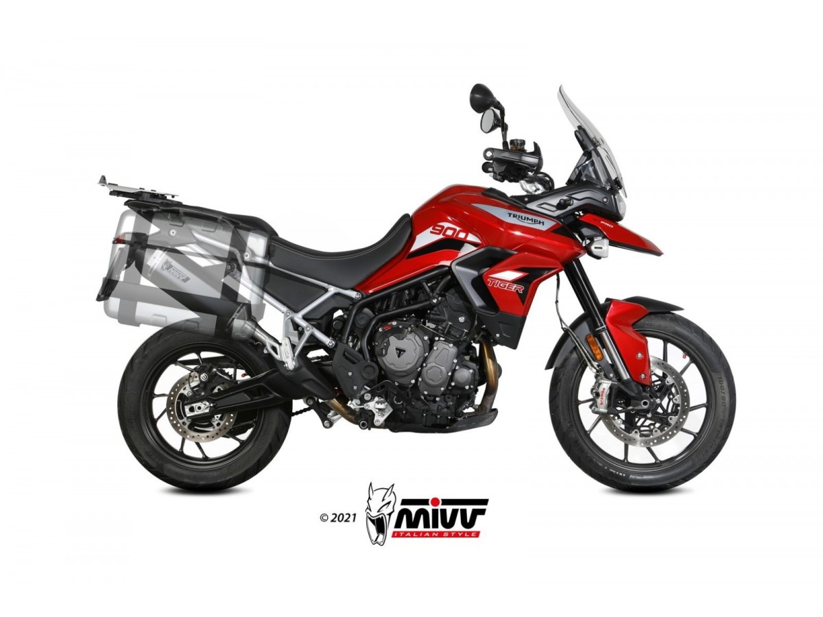 Mivv Speed Edge schwarzer Edelstahl-Auspuffschalldämpfer Triumph Tiger 900 Gt Pro Rally 2021 - 2022