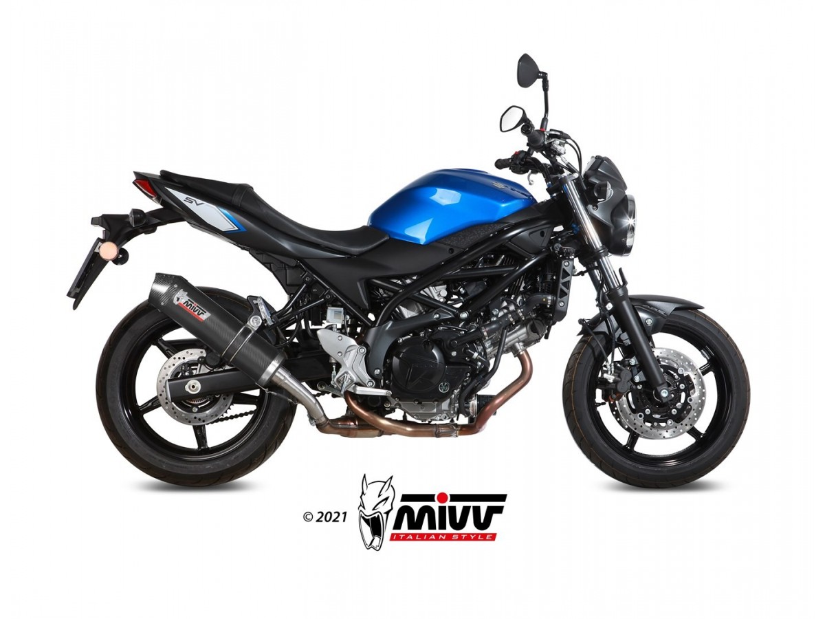 Silencieux d'échappement ovale en carbone Mivv avec coupelle en carbone Suzuki Sv 650 X 2016 - 2022