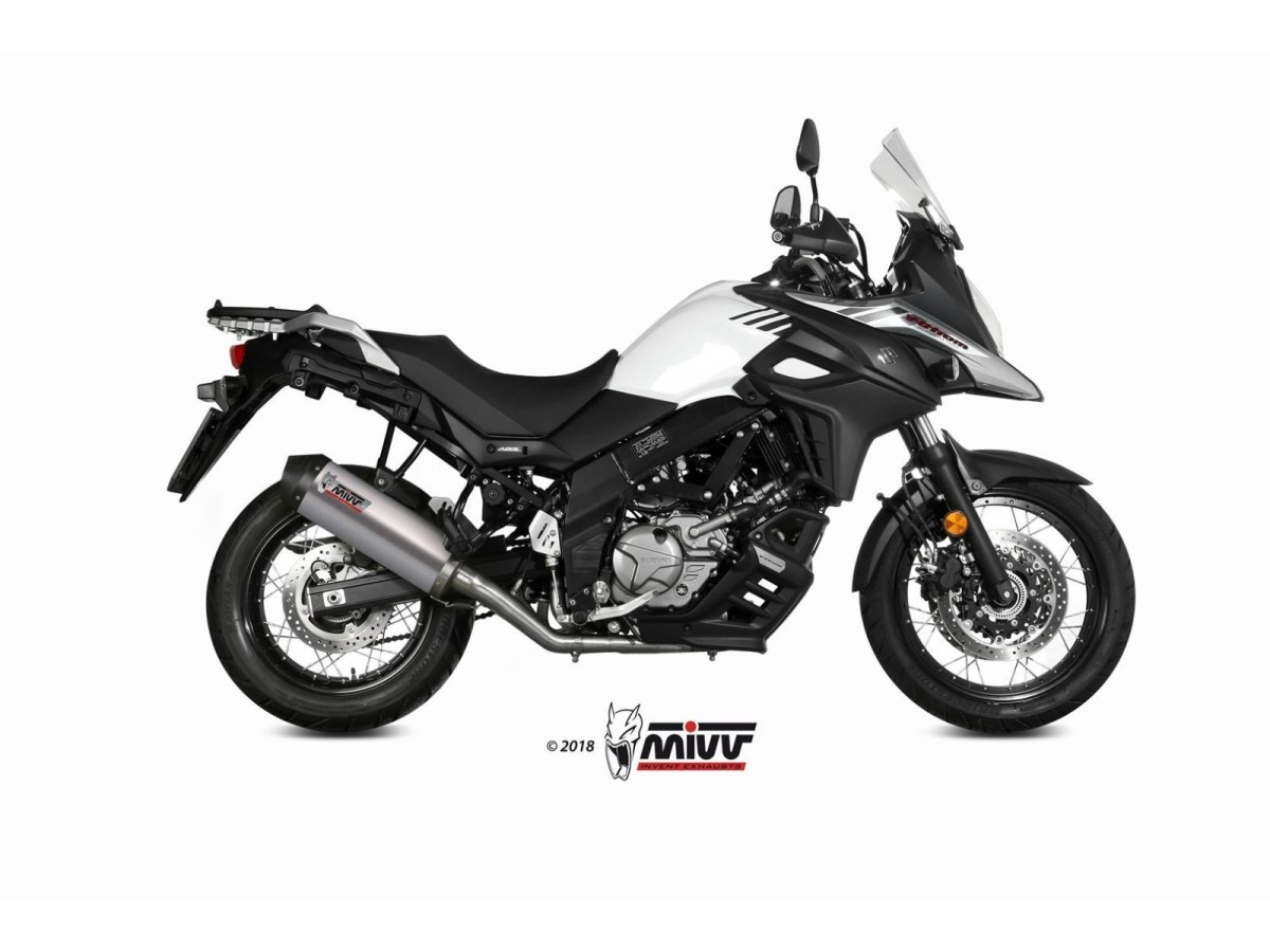 Pot d'échappement complet 1X1 Mivv Oval Titane avec coupelle en carbone Suzuki DL V-Strom 650 Xt 2017 - 2022