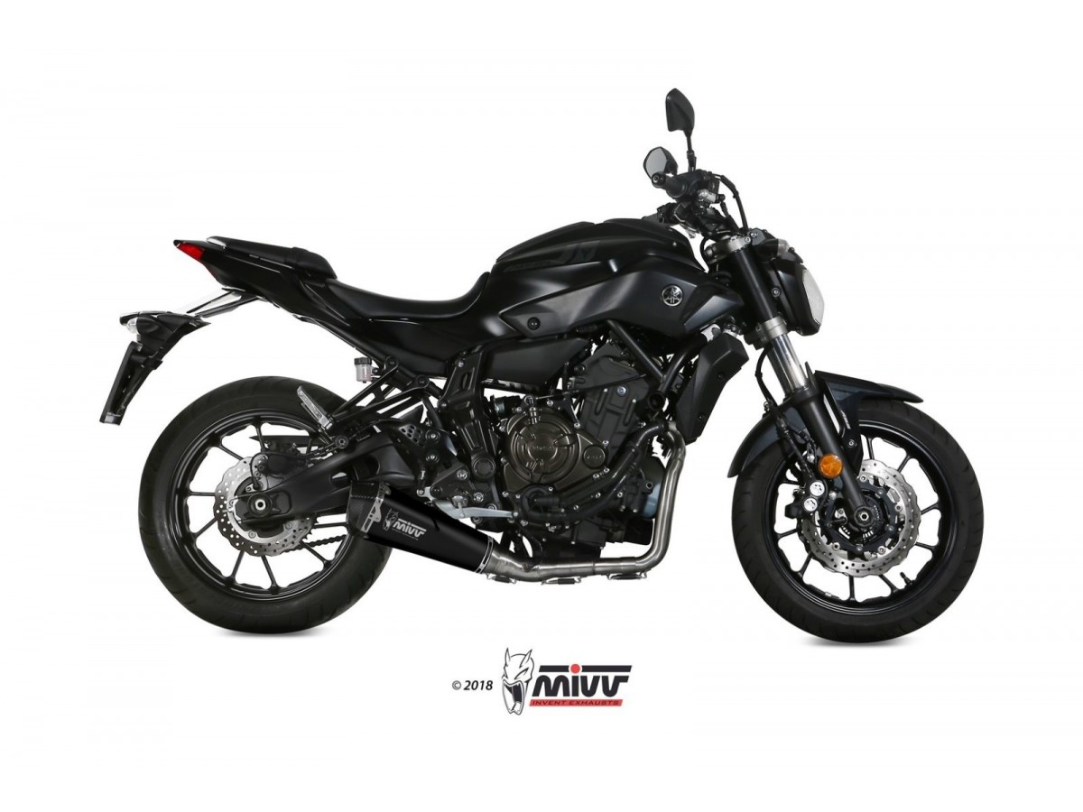 Kompletter Auspuff 1X1 Mivv Delta Race Schwarzer Edelstahl Yamaha Mt-07 Fz-07 2014 - 2020