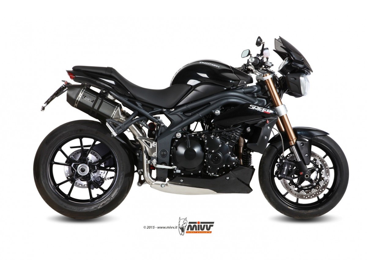 Mivv Speed Edge schwarze Edelstahl-Auspuffschalldämpfer Triumph Speed Triple 1050 RS Rs 2011 - 2015