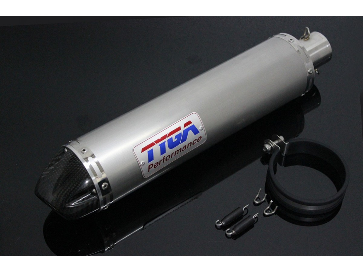 Silenziatore inox tondo fondello carbonio 380mm (4 tempi) 2 Tyga Honda RVF400RR NC35