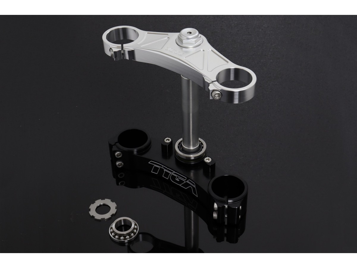 Triple clamp set, cnc, silver top triple clamp, black lower clamp, forks to fit Tyga Honda NSR250