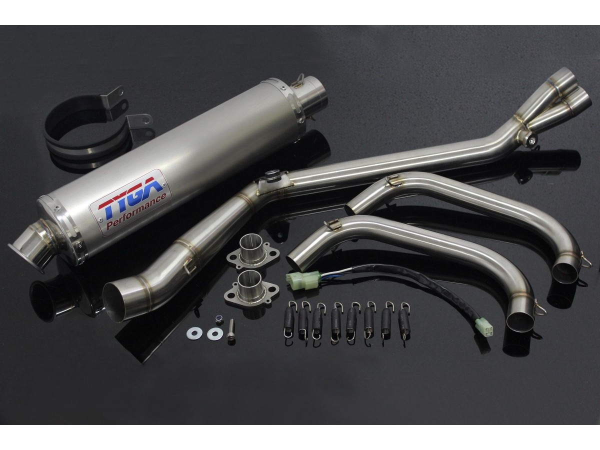 Set scarico completo corsa con silenziatore inox tondo nuovo Tyga Kawasaki Ninja 250R/300R 2013 -