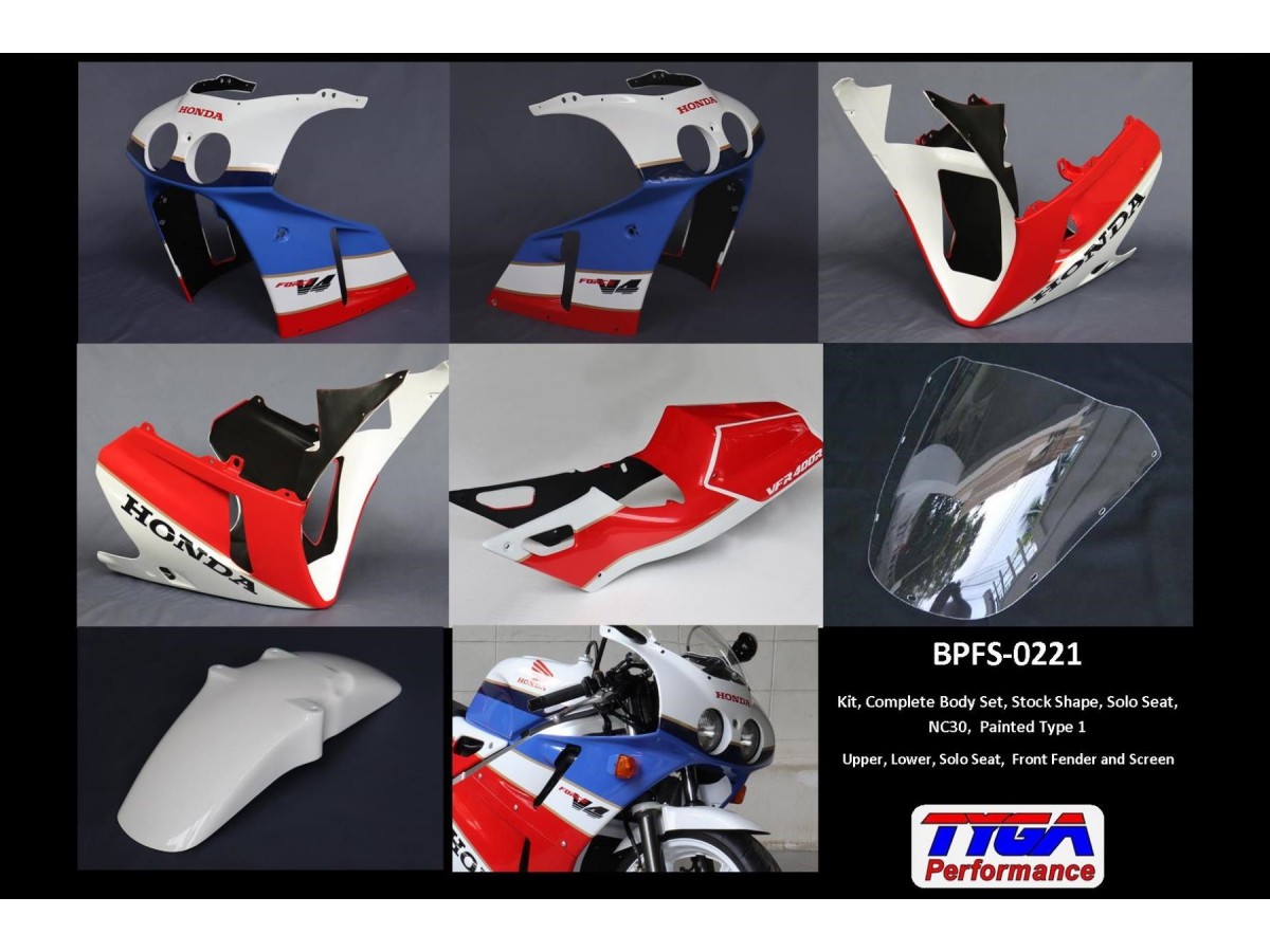 Kit complet carrosserie forme stock selle solo peinte type 1 Tyga Honda VFR400RR NC30