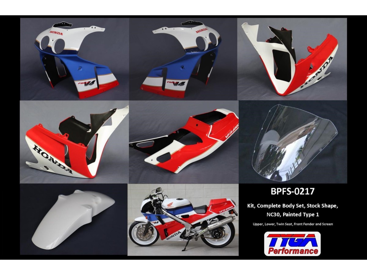 Kit, complete body set, stock shape, painted type 1 Tyga Honda VFR400RR NC30