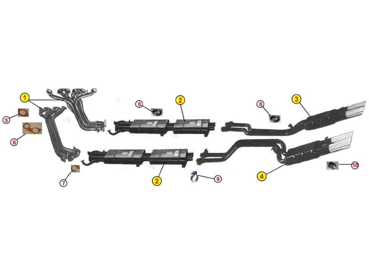 ANSA FR 1381 EXHAUST MANIFOLDS FOR FERRARI 365 GTC 4 COUPE'GOBBONE 1971 1972