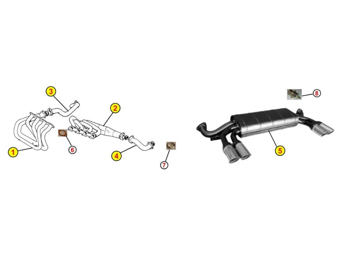 COMPLETE EXHAUST SYSTEM ANSA OEM REPLICA FERRARI MONDIAL AND CONVERTIBLE 4V 82 85