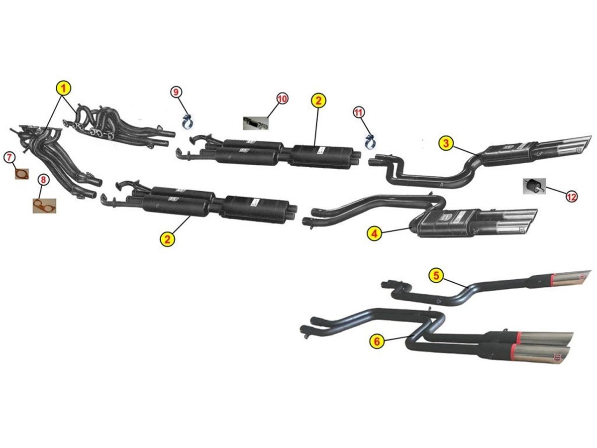 SCHALLDÄMPFER AUSPUFFKLEMMEN ANSA 1028-1038 FERRARI 365 GTB 4 DAYTONA 1. SERIE