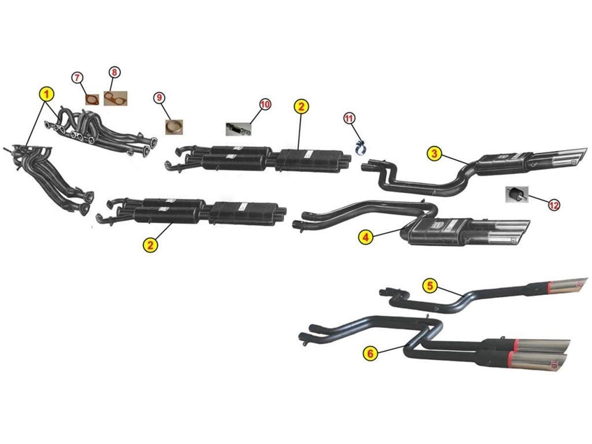 REAR SILENCERS EXHAUST ANSA FERRARI 365 GTB 4 DAYTONA 2 SERIES 1970 1973