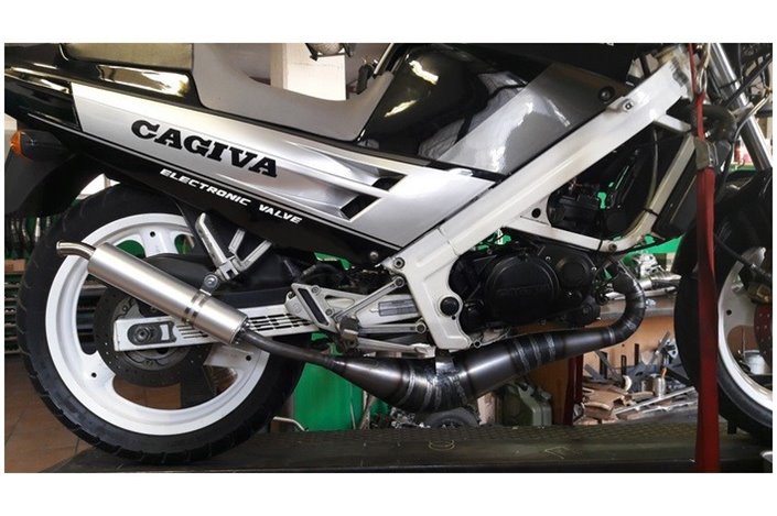 Marmitta scarico Cagiva Freccia C12 C12 lucky Explorer 125 1989 1990 Jollymoto con silenziatore carbonio