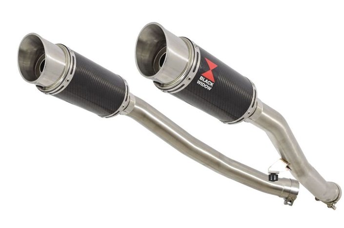 4-2 Exhaust Silencers 200mm Round Carbon KAWASAKI ZZR 1400 Ninja ZX14 2006-2007 Black Widow