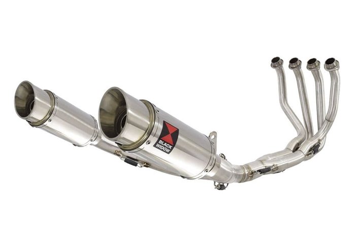 4-2 De-Cat Performance Exhaust System 200mm Round Stainless Silencers KAWASAKI Z900RS & Cafe Black Widow